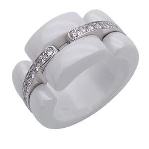Chanel Band Ring White Ceramic And 18K #215751C17B